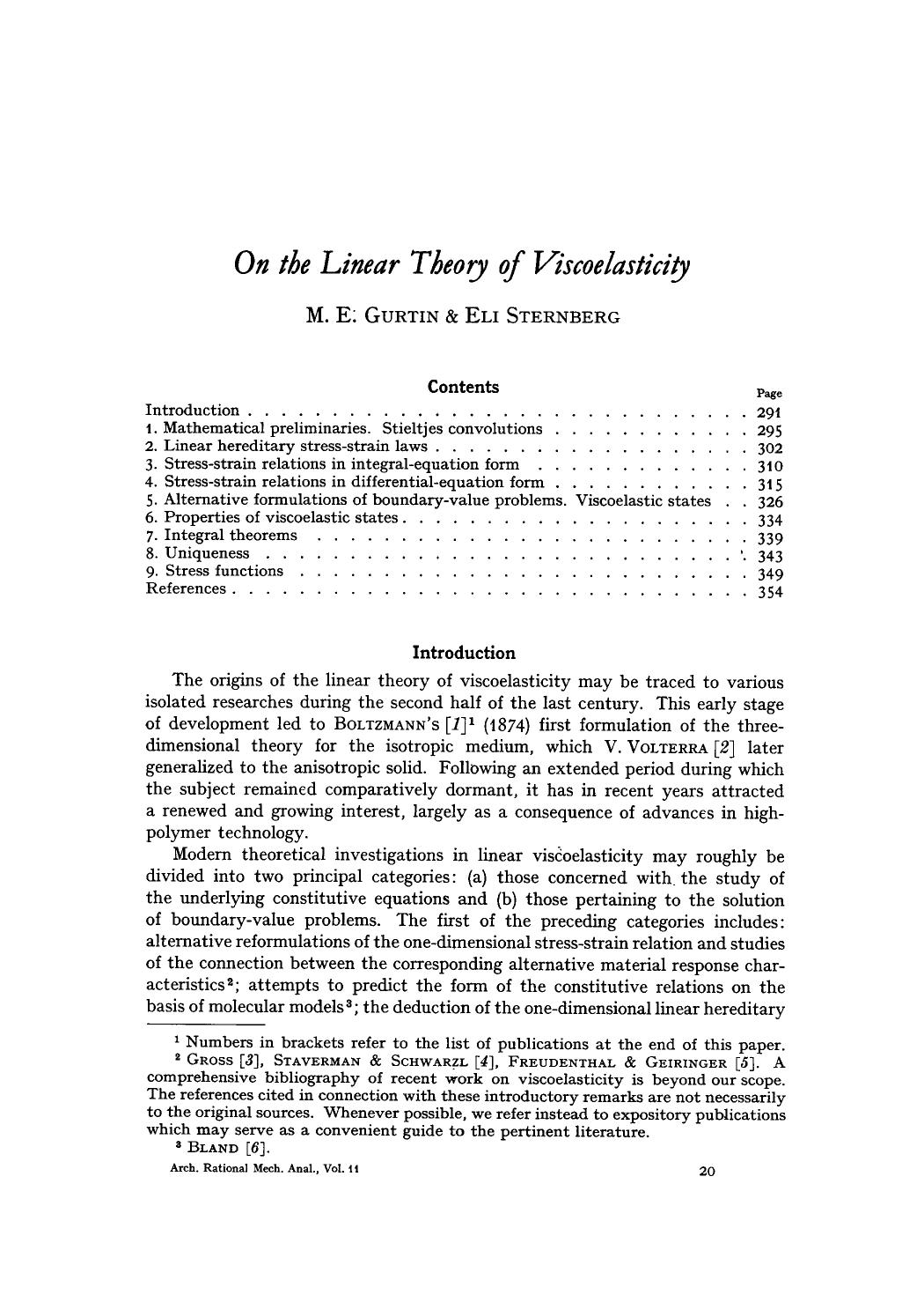 On the linear theory of viscoelasticity by Unknown