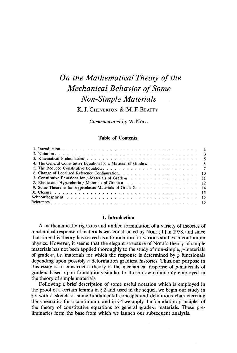 On the mathematical theory of the mechanical behavior of some non-simple materials by Unknown