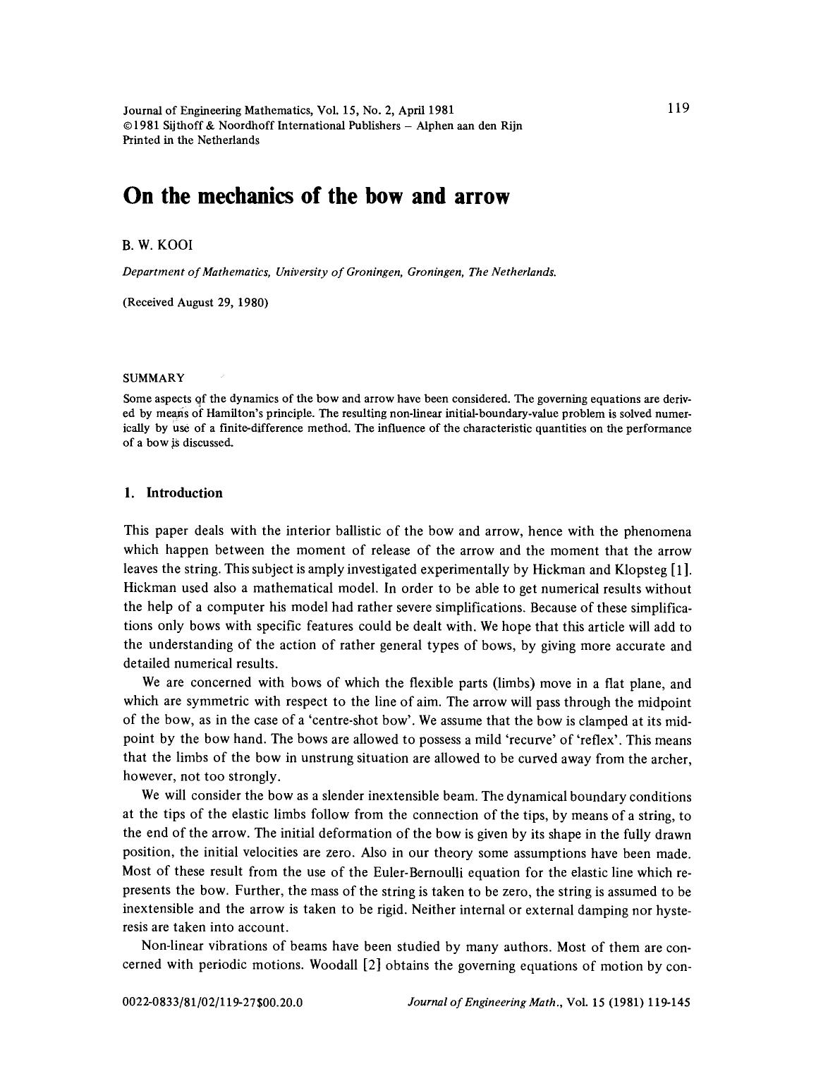 On the mechanics of the bow and arrow by Unknown