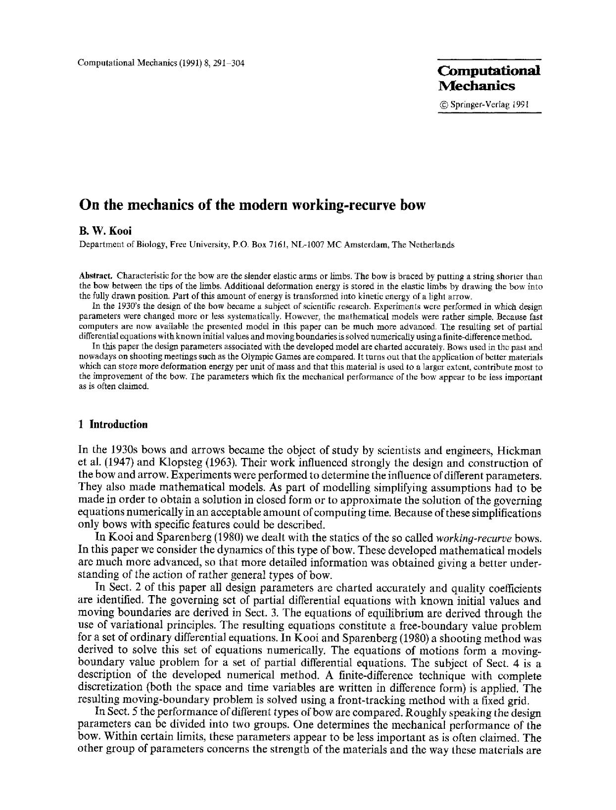 On the mechanics of the modern working-recurve bow by Unknown