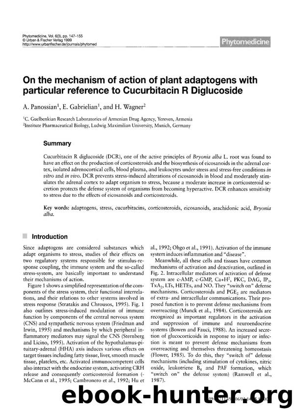 On the mechanism of action of plant adaptogens with particular reference to Cucurbitacin R diglucoside by A. Panossian & E. Gabrielian & H. Wagner