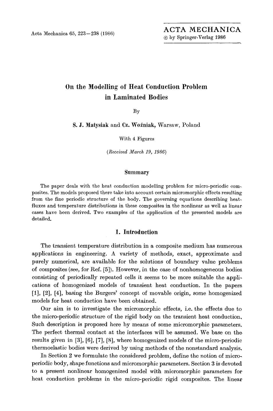 On the modelling of heat conduction problem in laminated bodies by Unknown