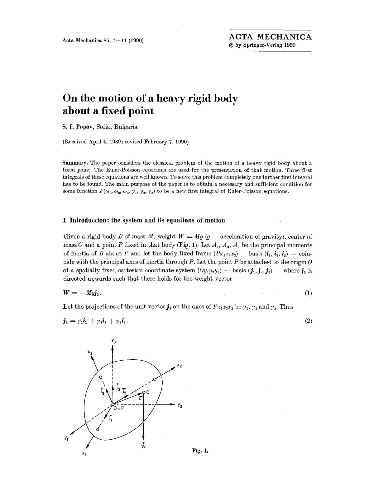 On the motion of a heavy rigid body about a fixed point by Unknown