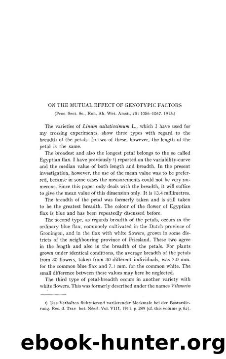 On the mutual effect of genotypic factors by Unknown