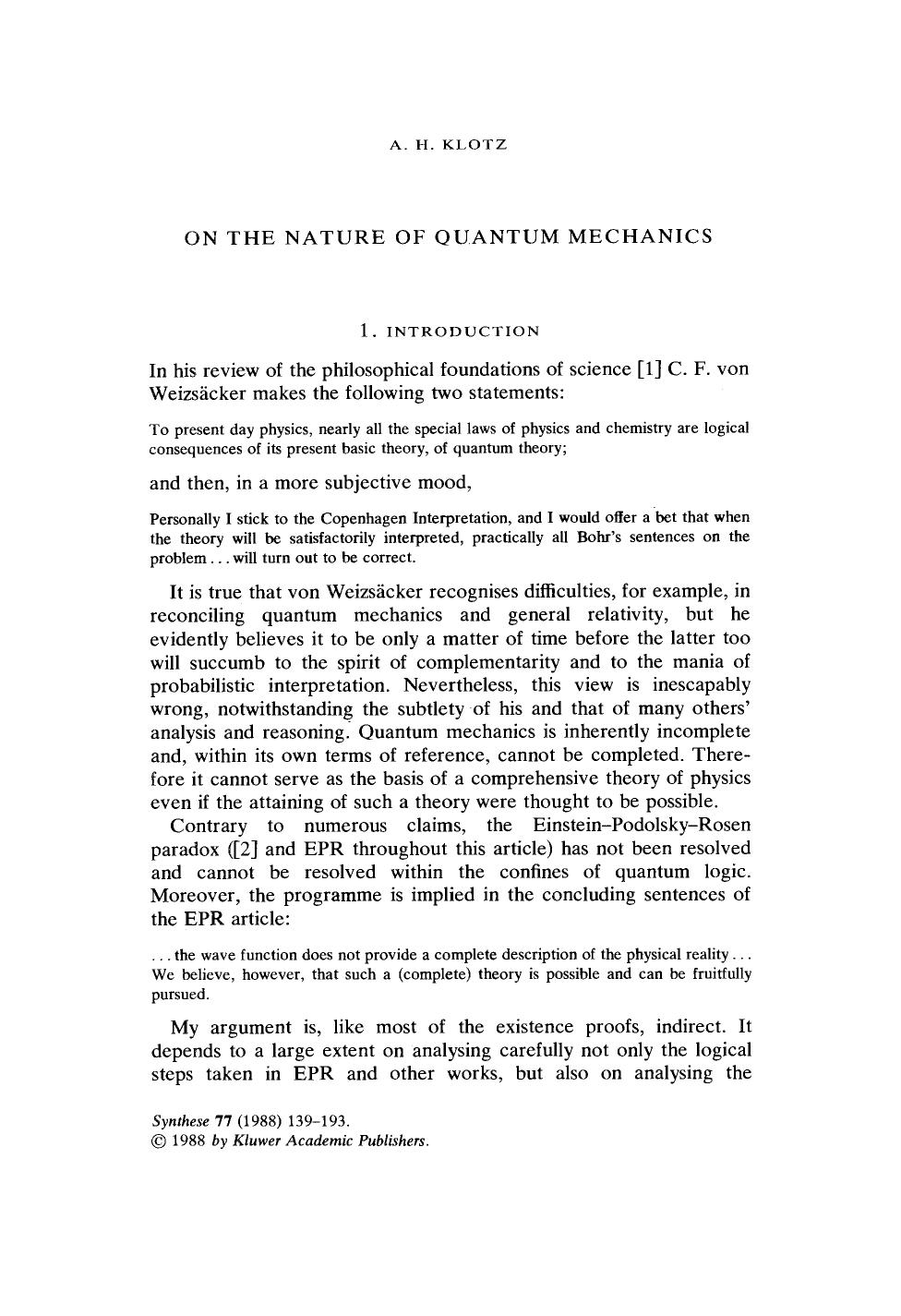 On the nature of quantum mechanics by Unknown