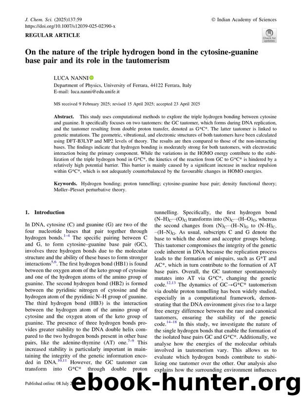 On the nature of the triple hydrogen bond in the cytosine-guanine base pair and its role in the tautomerism by Luca Nanni