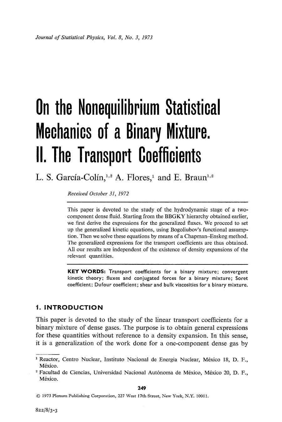 On the nonequilibrium statistical mechanics of a binary mixture. II. The transport coefficients by Unknown