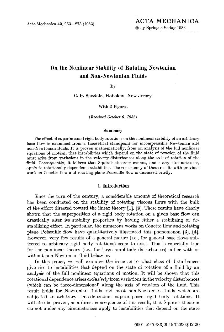 On the nonlinear stability of rotating Newtonian and non-Newtonian fluids by Unknown