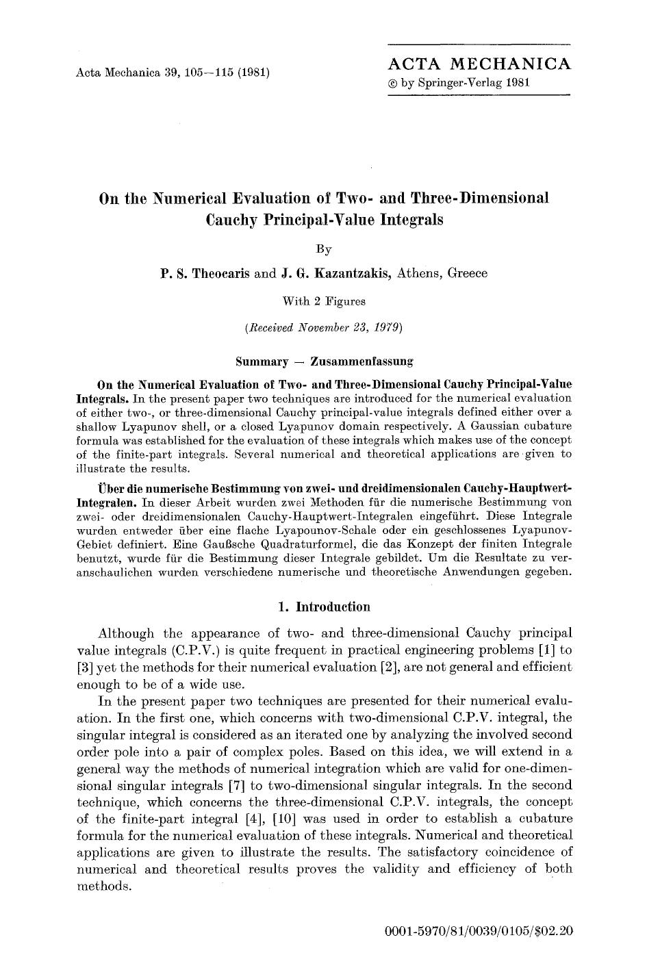 On the numerical evaluation of two-and three-dimensional cauchy principal-value integrals by Unknown