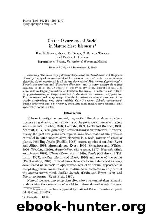 On the occurrence of nuclei in mature sieve elements by Unknown