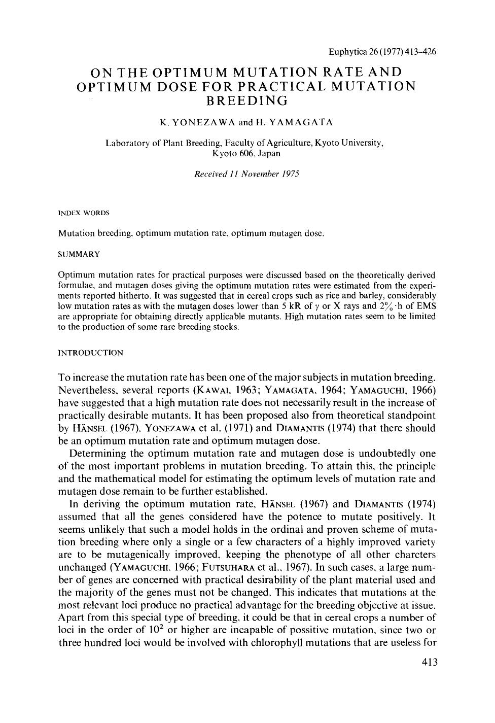 On the optimum mutation rate and optimum dose for practical mutation breeding by Unknown