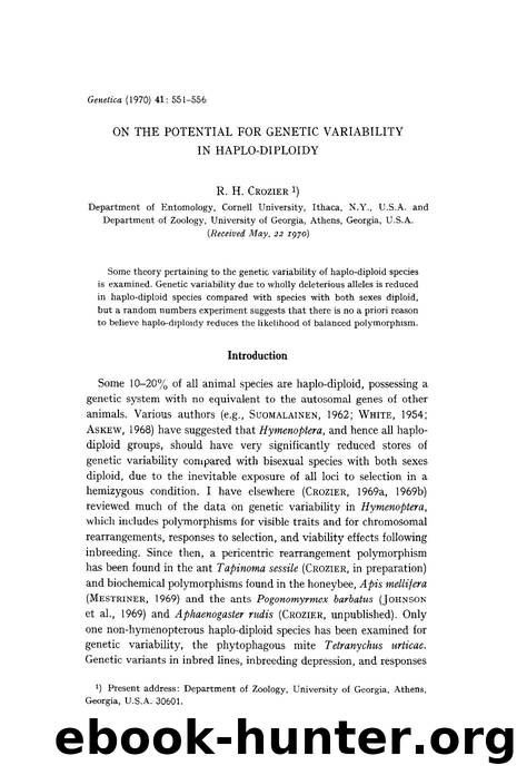 On the potential for genetic variability in haplo-diploidy by Unknown