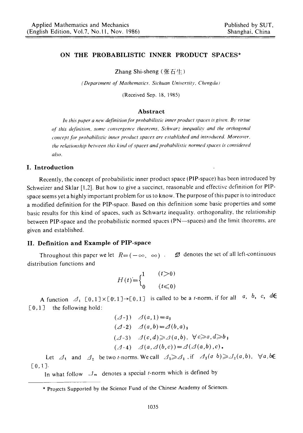 On the probabilistic inner product spaces by Unknown