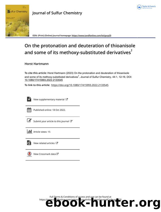 On the protonation and deuteration of thioanisole and some of its methoxy-substituted derivativesâ  by Horst Hartmann
