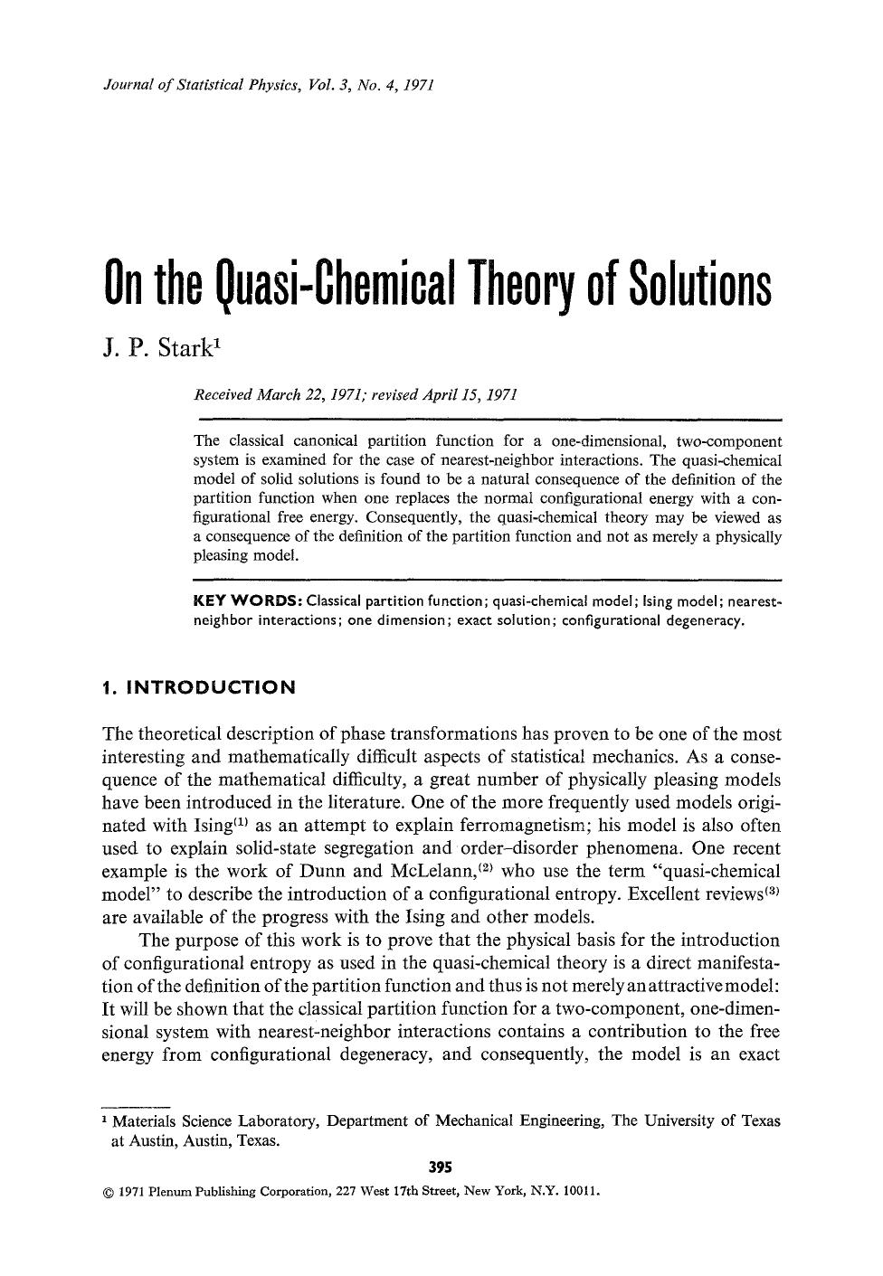 On the quasi-chemical theory of solutions by Unknown