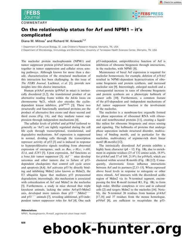 On the relationship status for Arf and NPM1 â it's complicated by Unknown