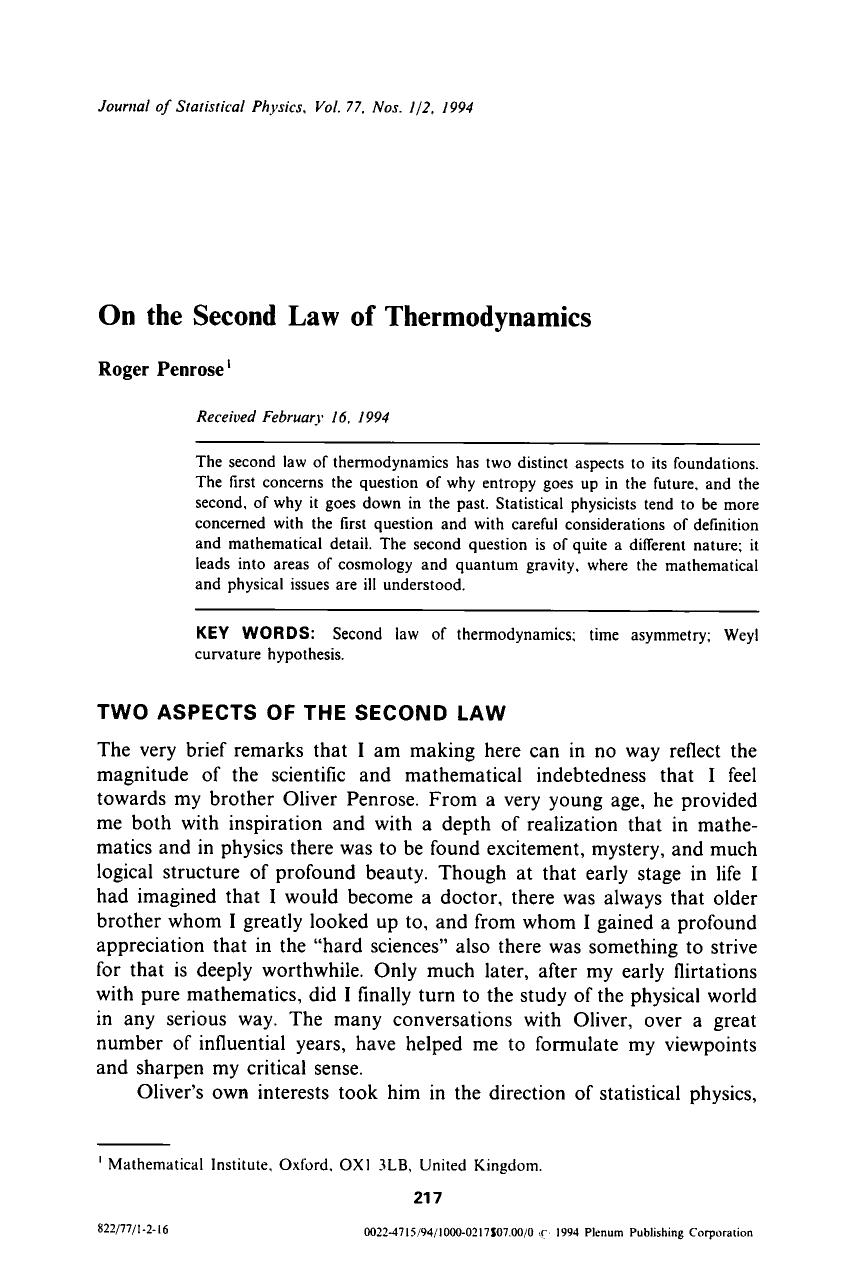 On the second law of thermodynamics by Unknown
