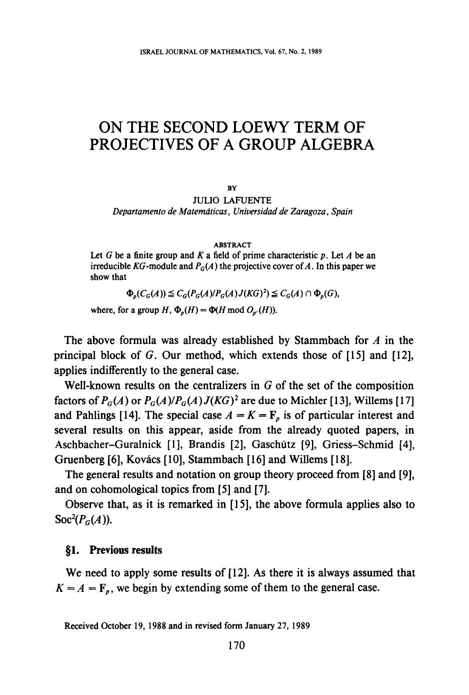 On the second lowey term of projectives of a group algebra by Unknown