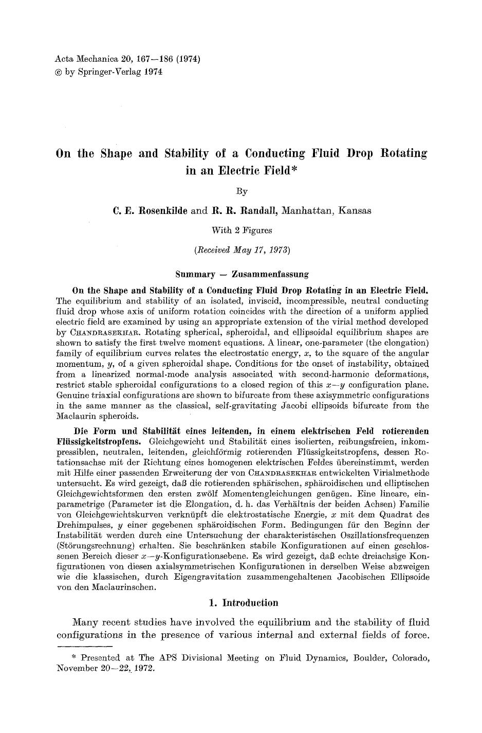 On the shape and stability of a conducting fluid drop rotating in an electric field by Unknown