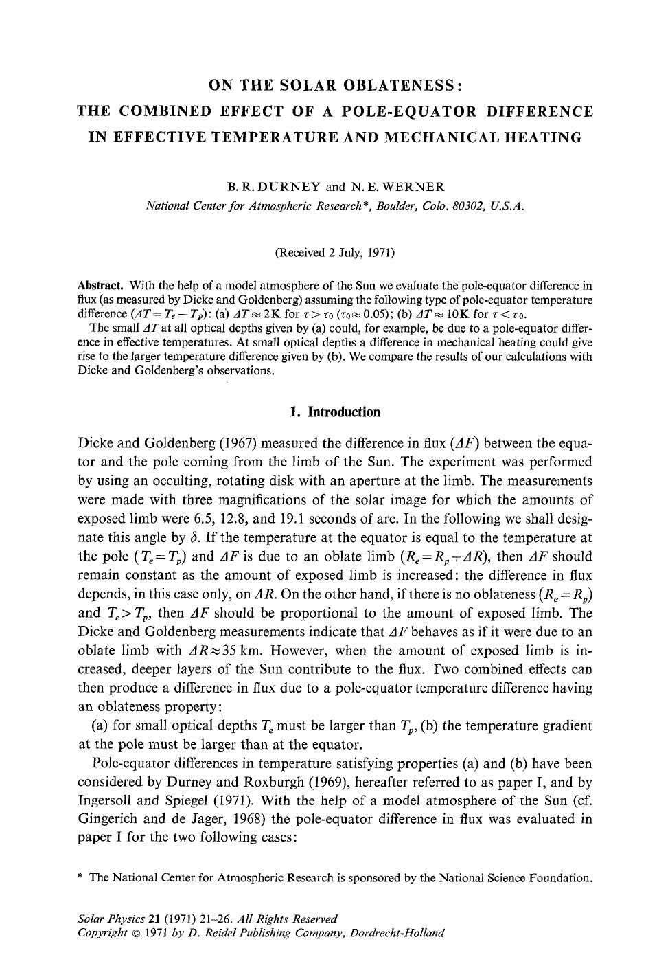 On the solar oblateness: The combined effect of a pole-equator difference in effective temperature and mechanical heating by Unknown