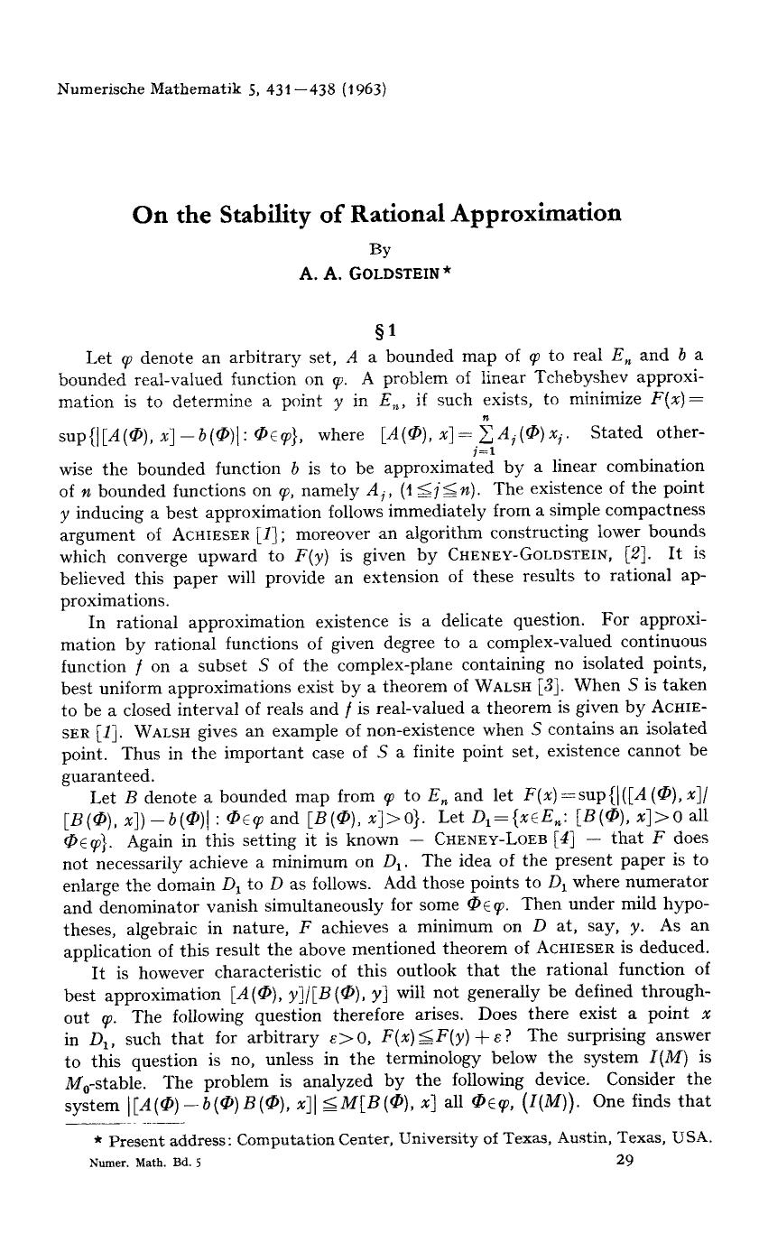 On the stability of rational approximation by Unknown