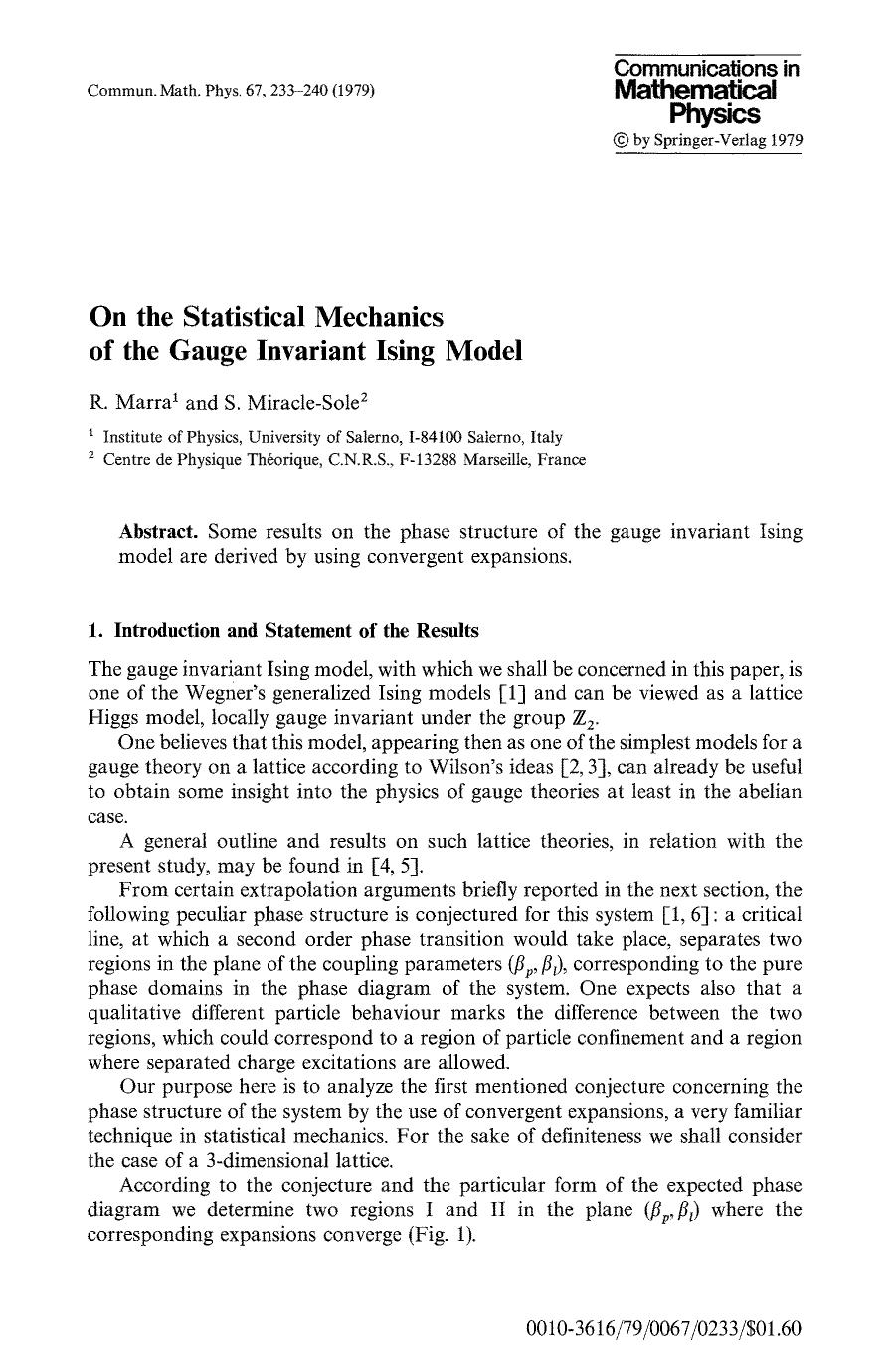 On the statistical mechanics of the gauge invariant Ising model by Unknown