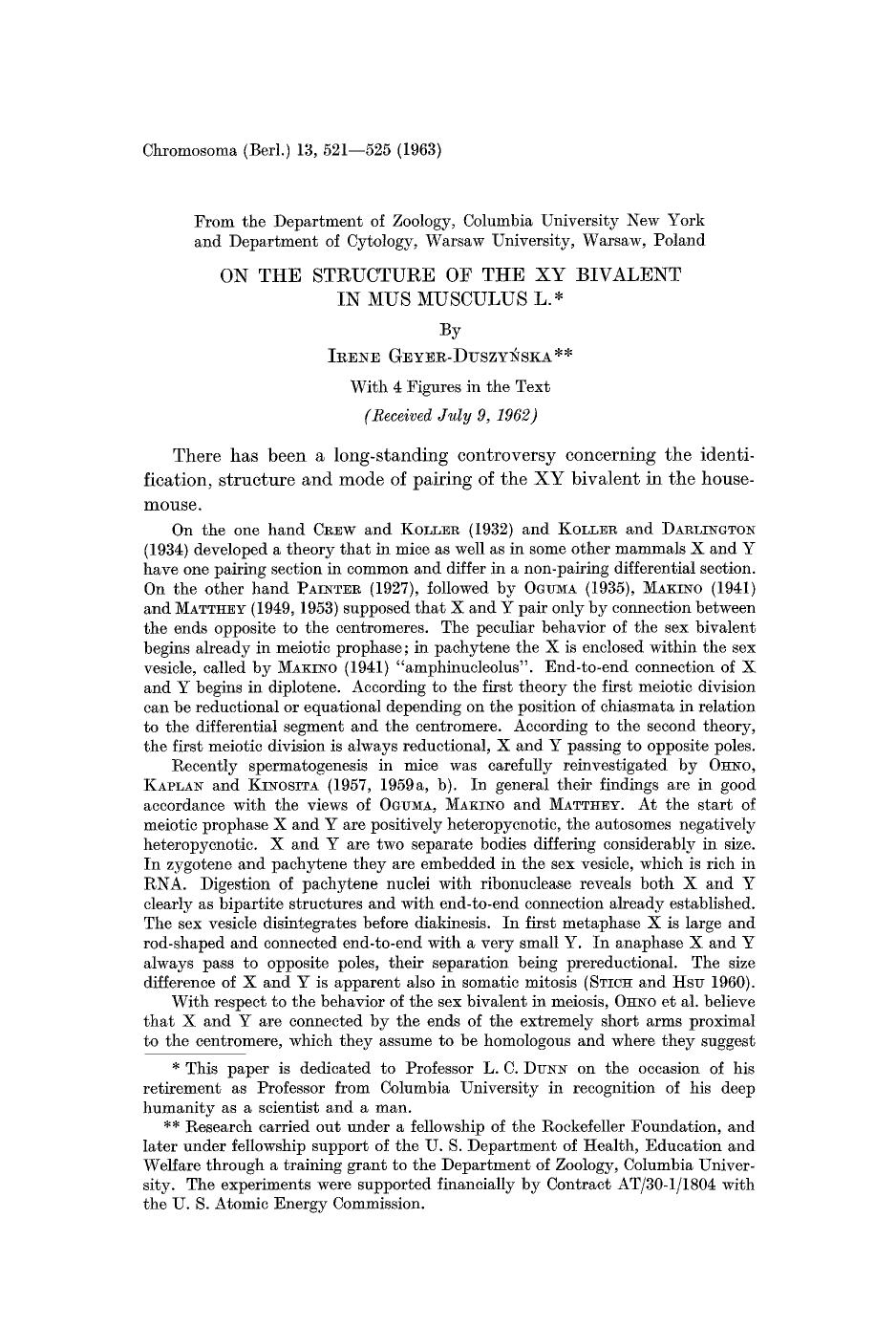 On the structure of the XY bivalent in Mus musculus L. by Unknown