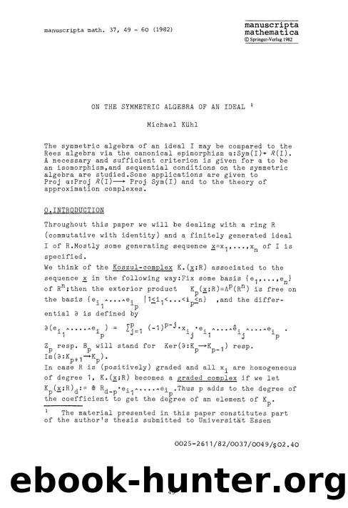 On the symmetric algebra of an ideal by Unknown