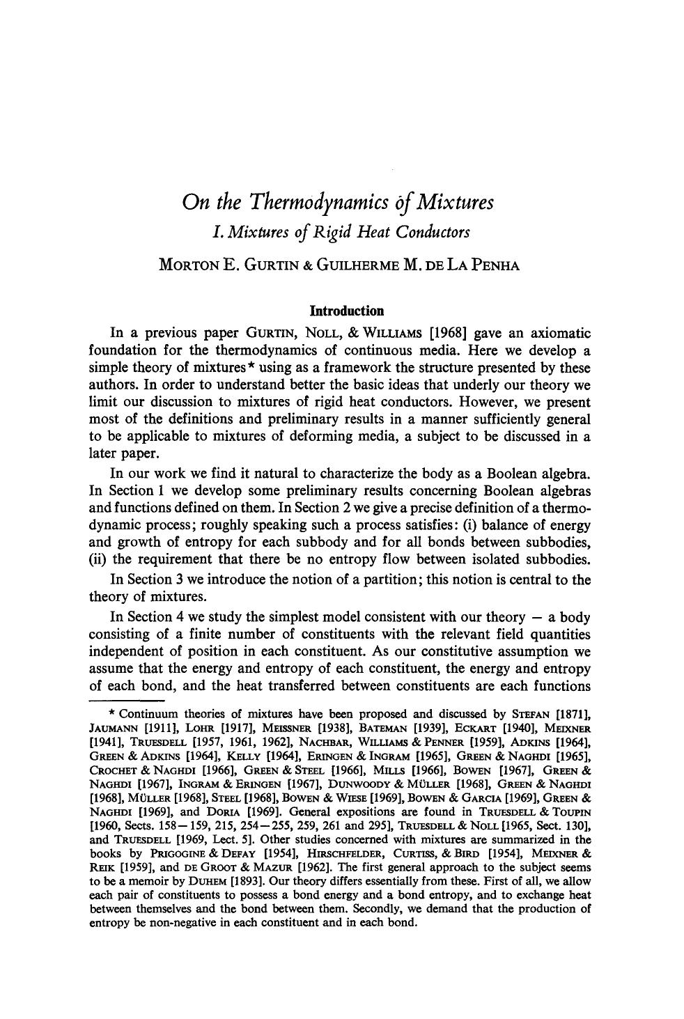 On the thermodynamics of mixtures by Unknown