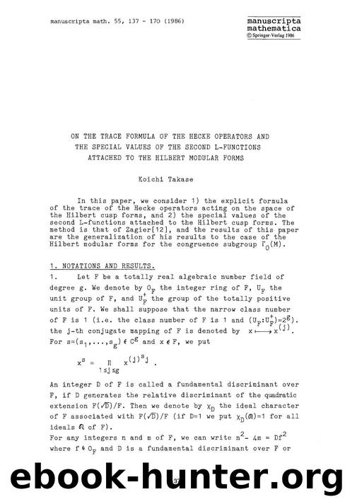 On the trace formula of the Hecke operators and the special values of the second L-functions attached to the Hilbert modular forms by Unknown