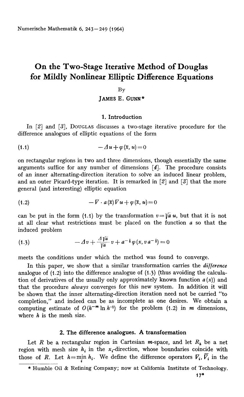 On the two-stage iterative method of Douglas for mildly nonlinear elliptic difference equations by Unknown
