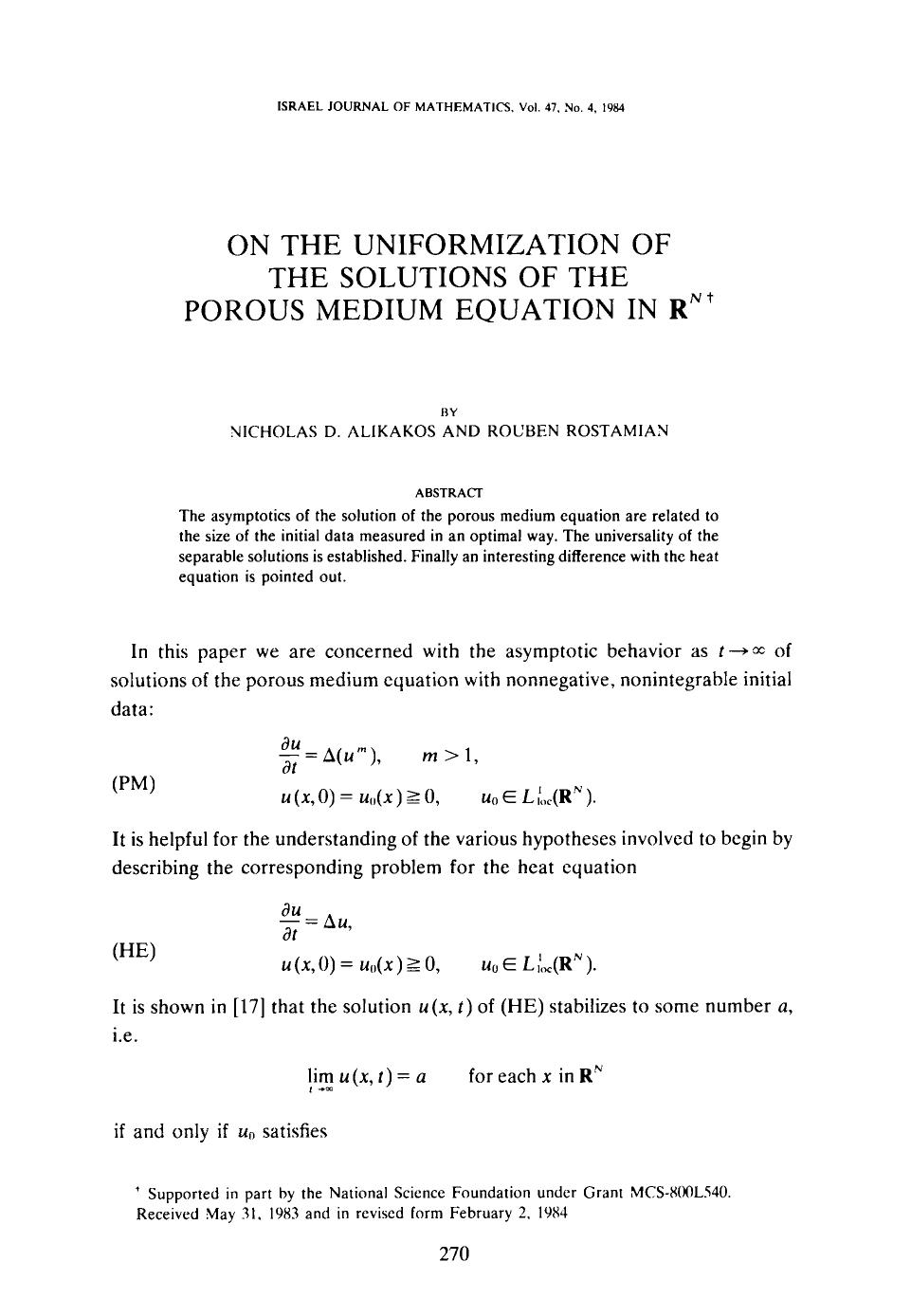 On the uniformization of the solutions of the porous medium equation in <Emphasis Type="Bold">R <Emphasis> <Superscript> <Emphasis Type="Italic">N <Emphasis> <Superscript> by Unknown