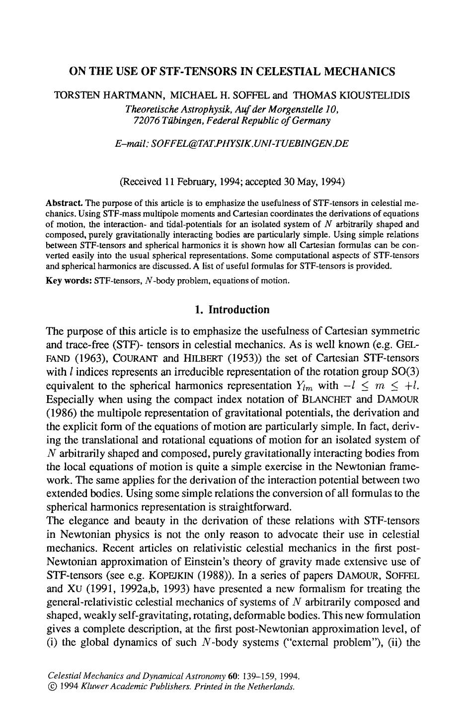 On the use of STF-tensors in celestial mechanics by Unknown
