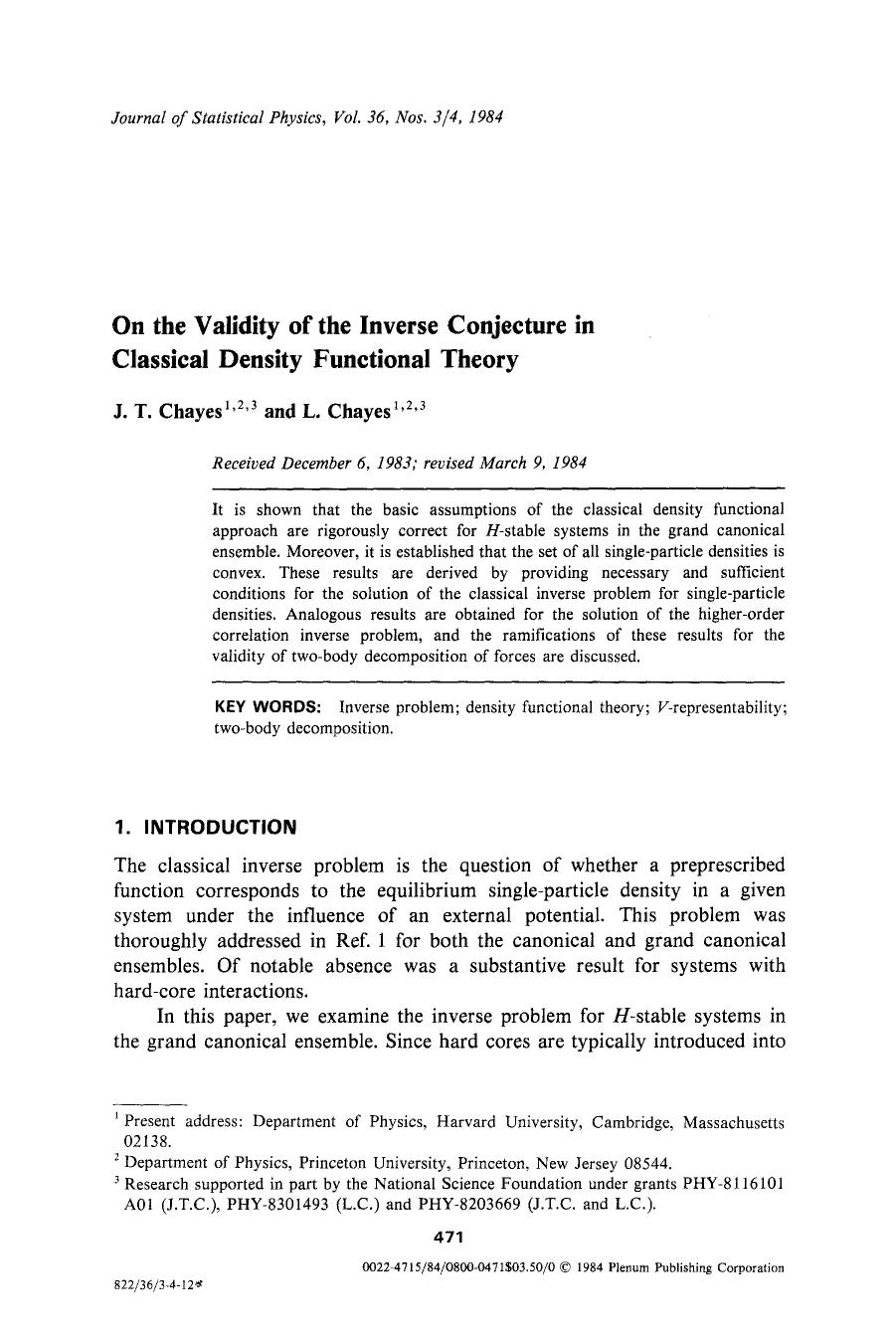 On the validity of the inverse conjecture in classical density functional theory by Unknown
