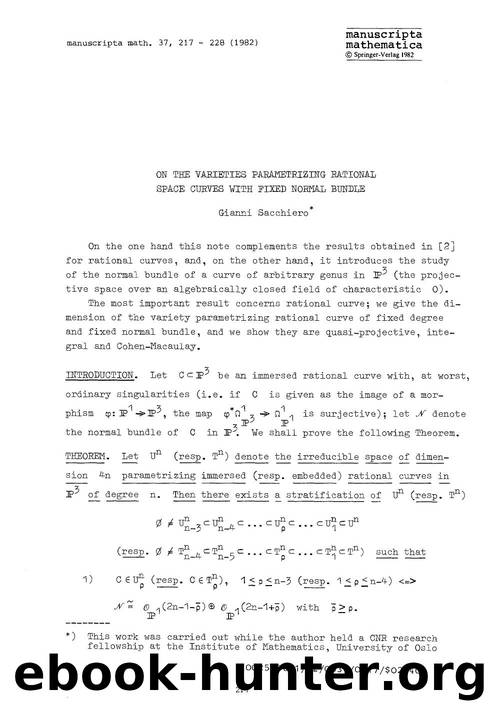 On the varieties parametrizing rational space curves with fixed normal bundle by Unknown