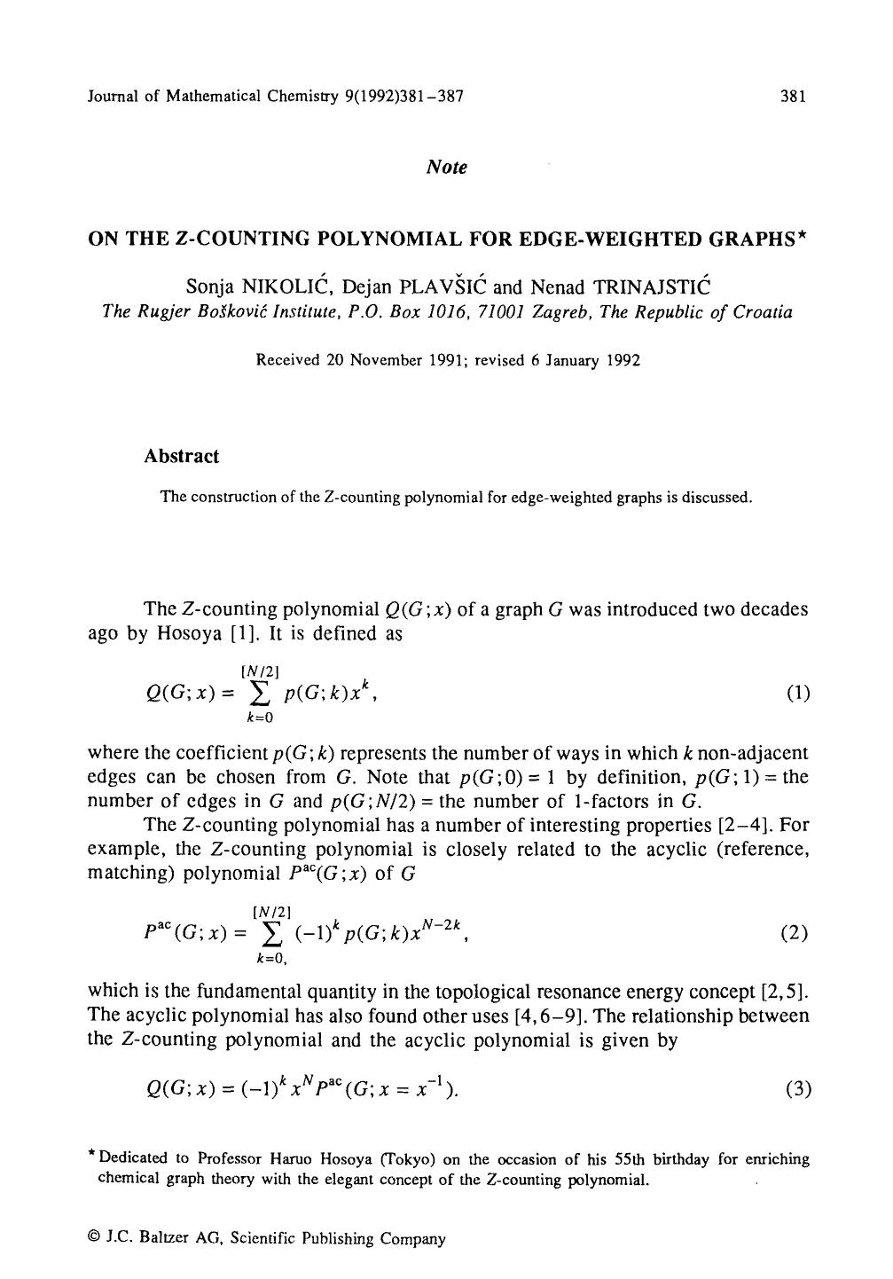 On the z-counting polynomial for edge-weighted graphs by Unknown