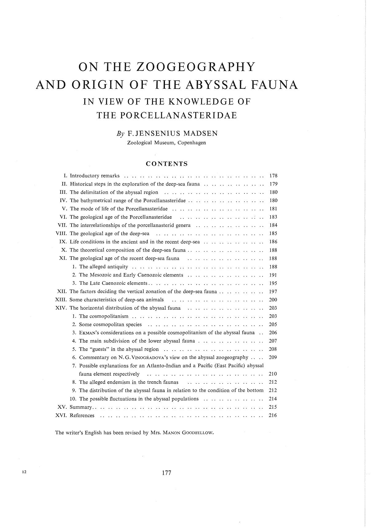 On the zoogeography and origin of the abyssal fauna in view of the knowledge of the porcellanasteridae by HyperGEAR TIFF/PDF Convert Library