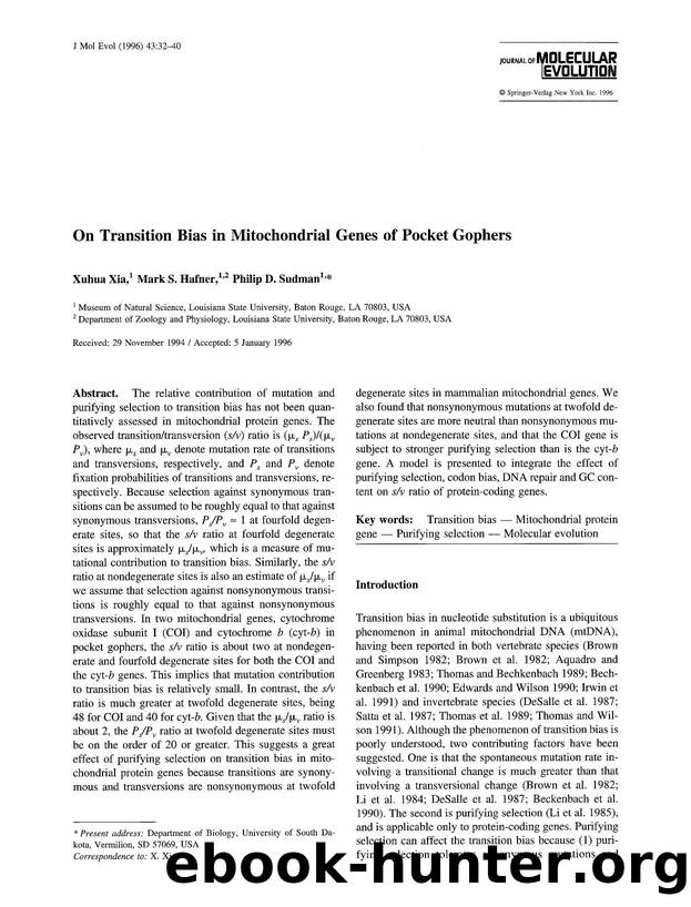 On transition bias in mitochondrial genes of pocket gophers by Unknown