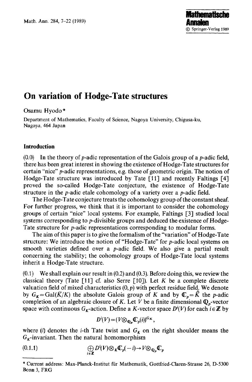 On variation of Hodge-Tate structures by Unknown