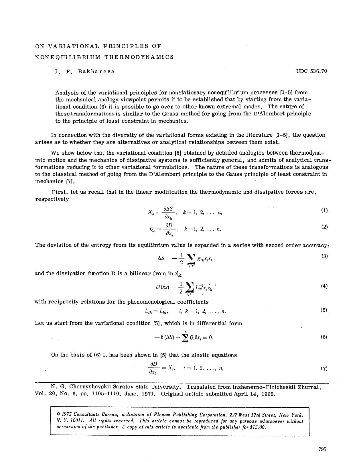 On variational principles of nonequilibrium thermodynamics by Unknown