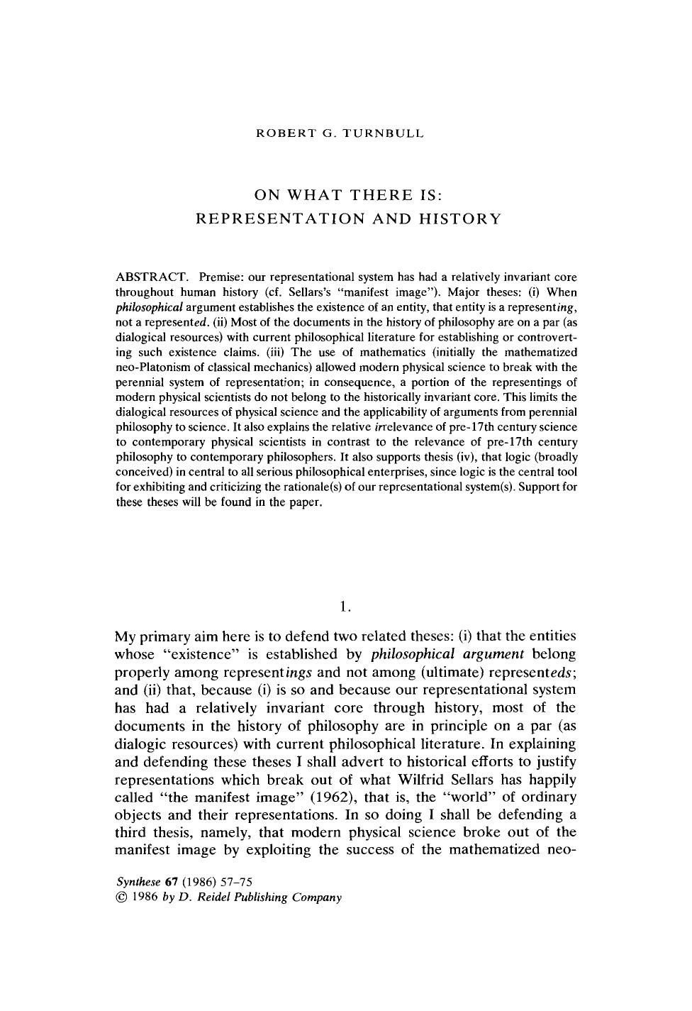On what there is: Representation and history by Unknown
