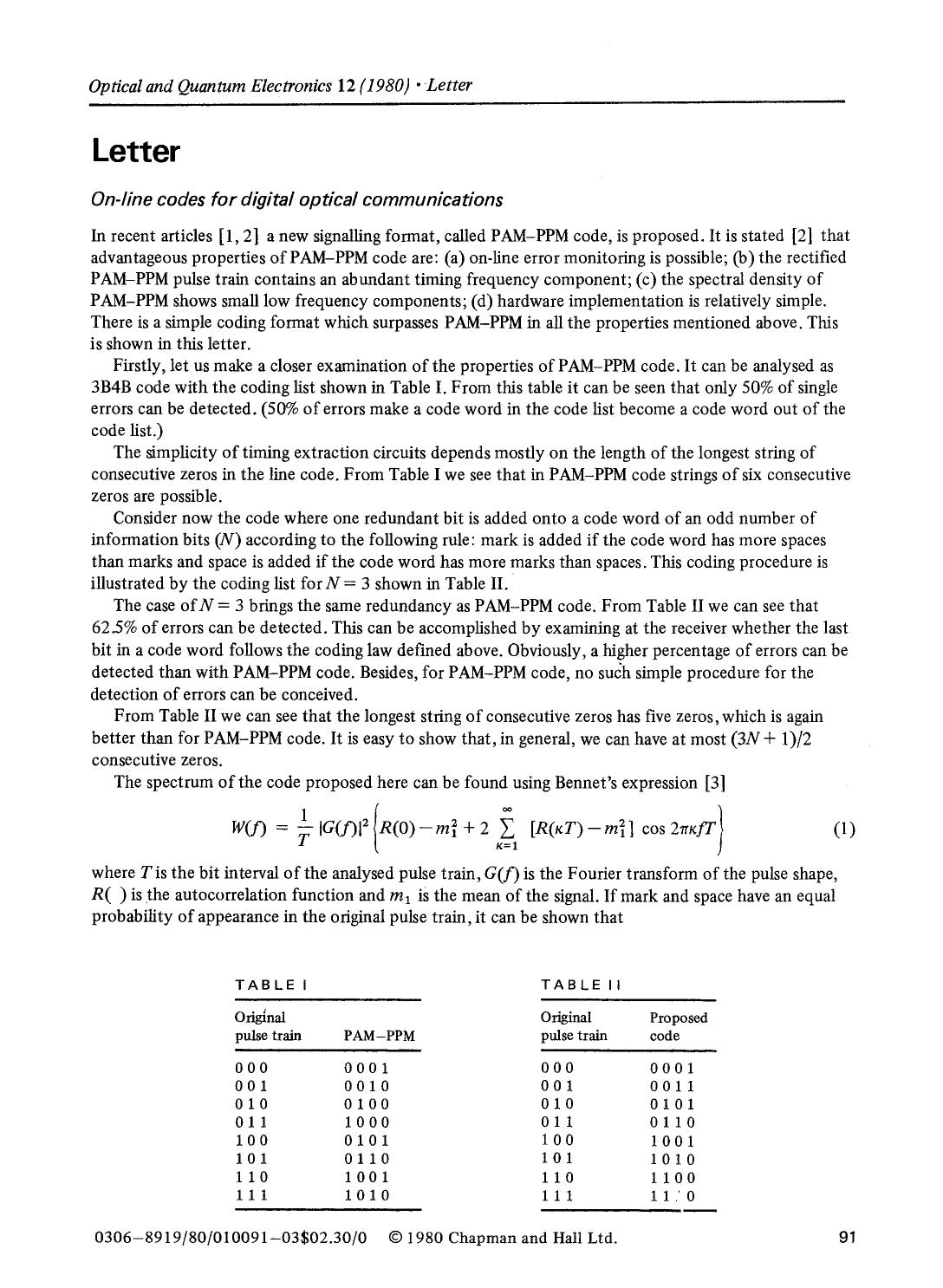 On-line codes for digital optical communications by Unknown