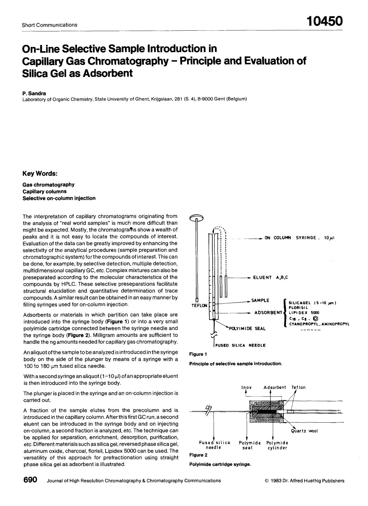On-line selective sample introduction in capillary gas chromatography - principle and evaluation of silica gel as adsorbent by Unknown