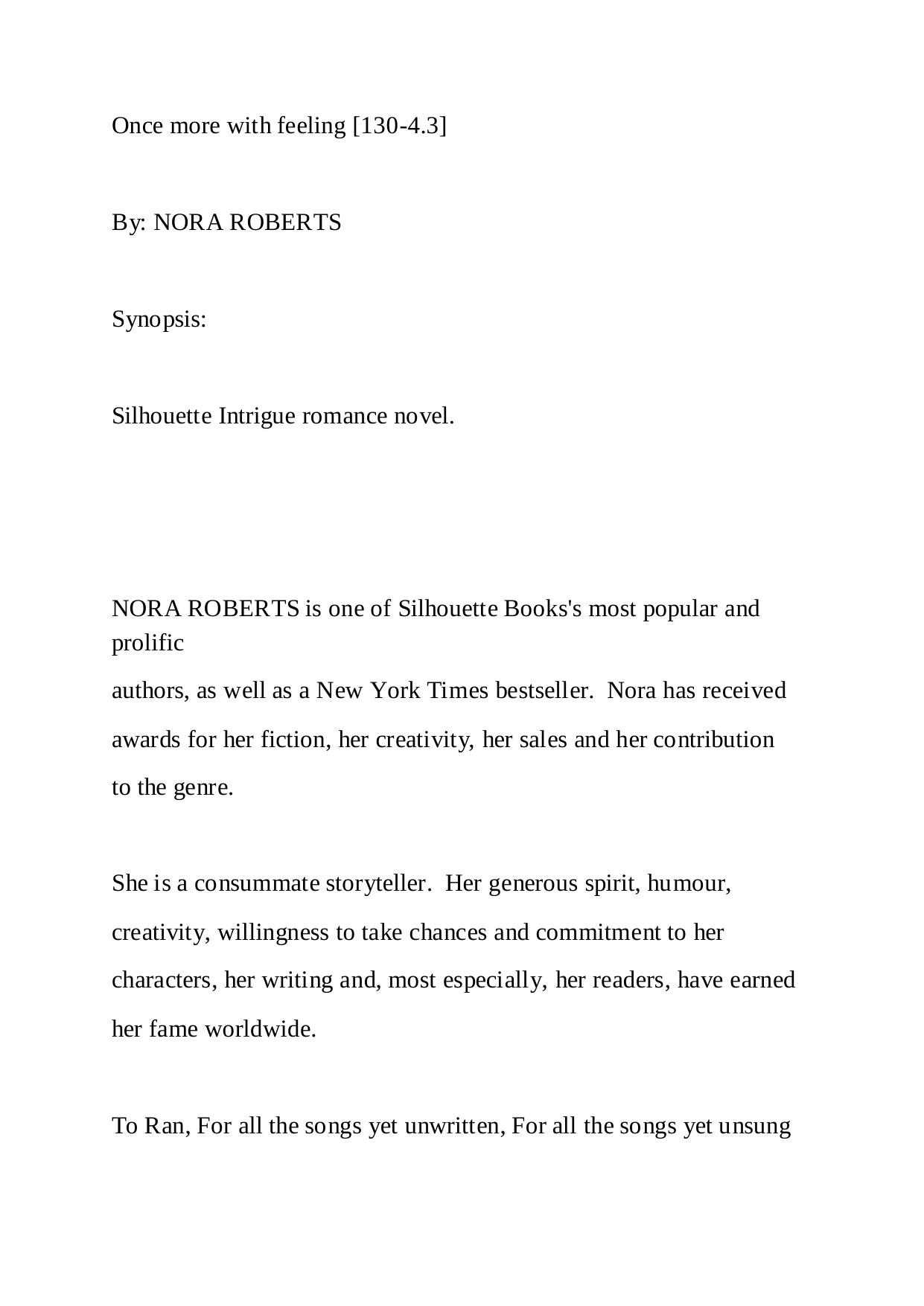 Once More With Feeling by Nora Roberts by Nichole Archer