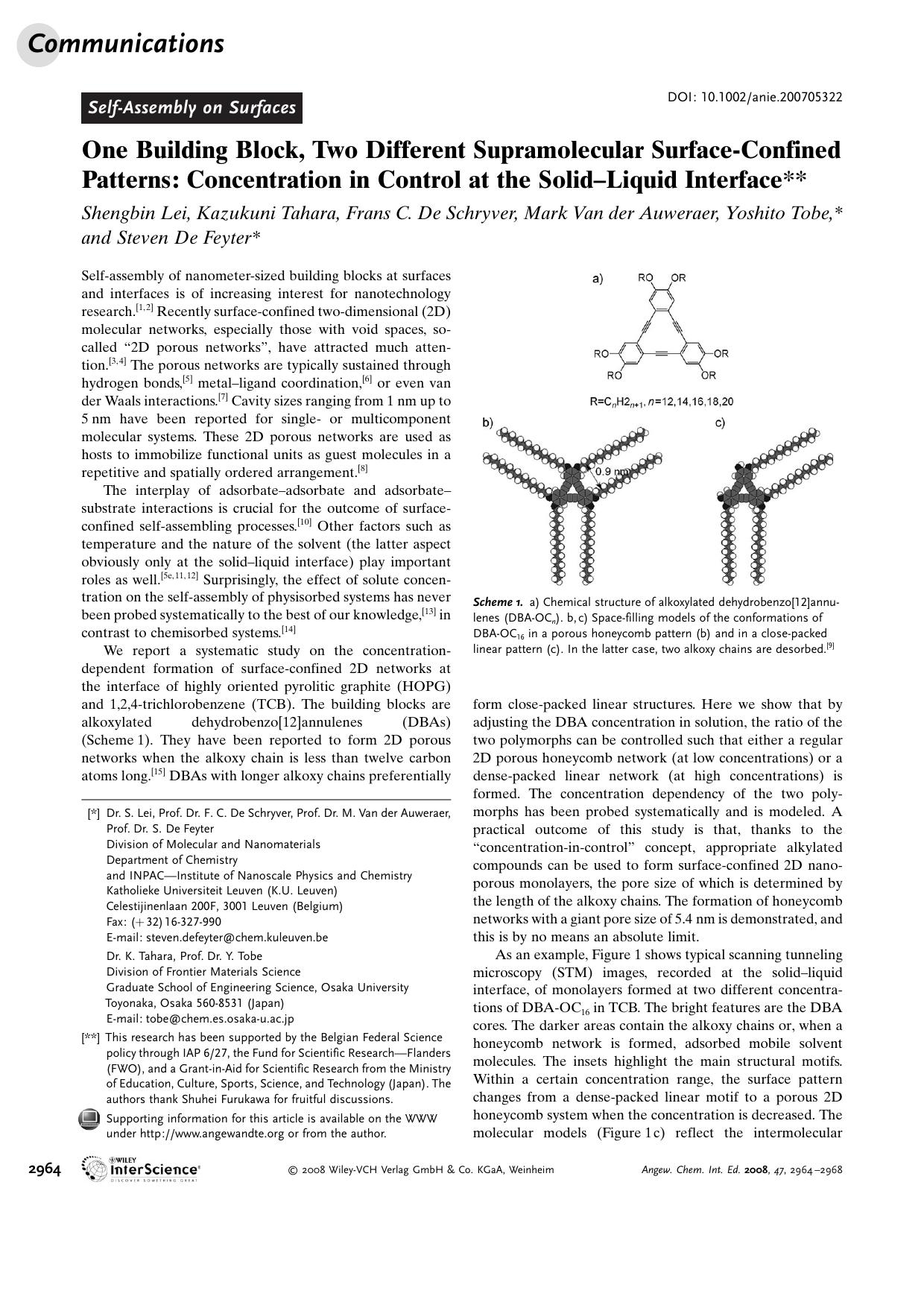 One Building Block, Two Different Supramolecular Surface-Confined Patterns: Concentration in Control at the Solid-Liquid Interface by Unknown