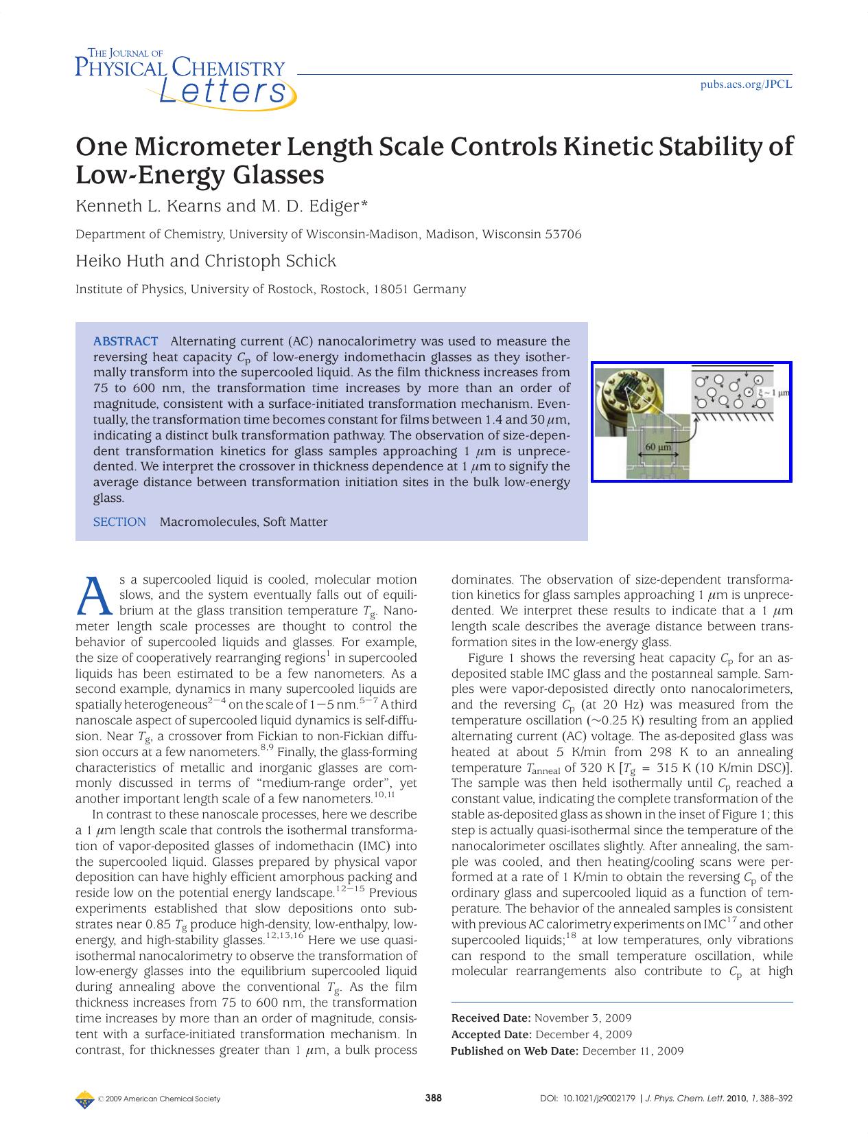 One Micrometer Length Scale Controls Kinetic Stability of Low-Energy Glasses by Unknown