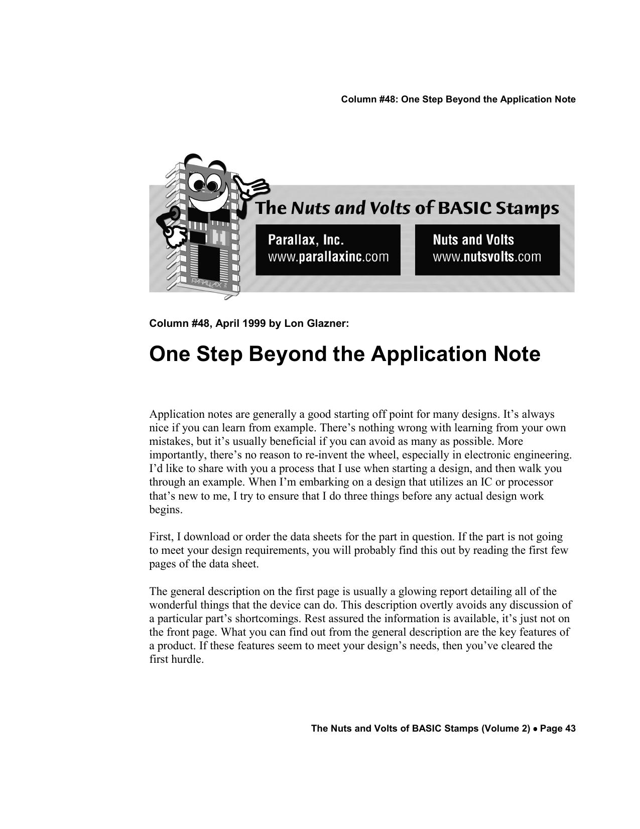 One Step Beyond the Application Note by Lon Glazner