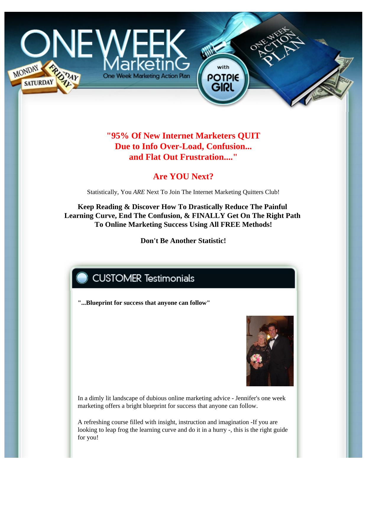 One Week Marketing Action Plan - From PotPieGirl. by Best of Kuszter's Collection