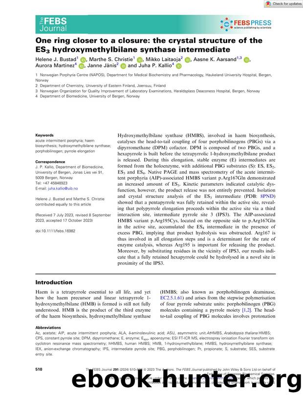 One ring closer to a closure: the crystal structure of the ES3 hydroxymethylbilane synthase intermediate by Unknown
