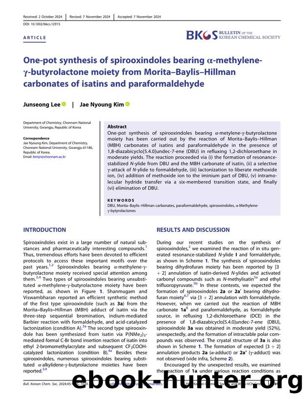 Oneâpot synthesis of spirooxindoles bearing Î±âmethyleneâÎ³âbutyrolactone moiety from MoritaâBaylisâHillman carbonates of isatins and paraformaldehyde by Unknown